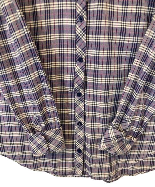 BURBERRY BLUE LABEL（バーバリー ブルー レーベル）BURBERRY BLUE LABEL (バーバリーロンドンブルーレーベル) ノバチェックシャツ パープル サイズ:38の古着・服飾アイテム