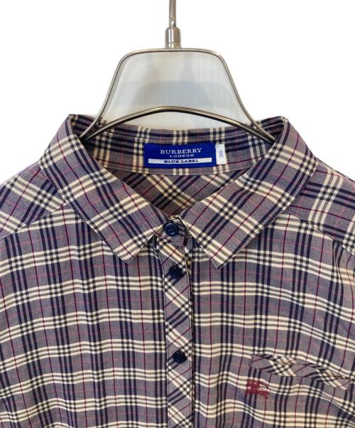 BURBERRY BLUE LABEL（バーバリー ブルー レーベル）BURBERRY BLUE LABEL (バーバリーロンドンブルーレーベル) ノバチェックシャツ パープル サイズ:38の古着・服飾アイテム