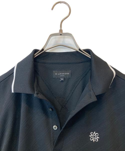 St ANDREWS（セントアンドリュース）St ANDREWS (セントアンドリュース) 衿ライン ポロシャツ ブラック サイズ:Lの古着・服飾アイテム