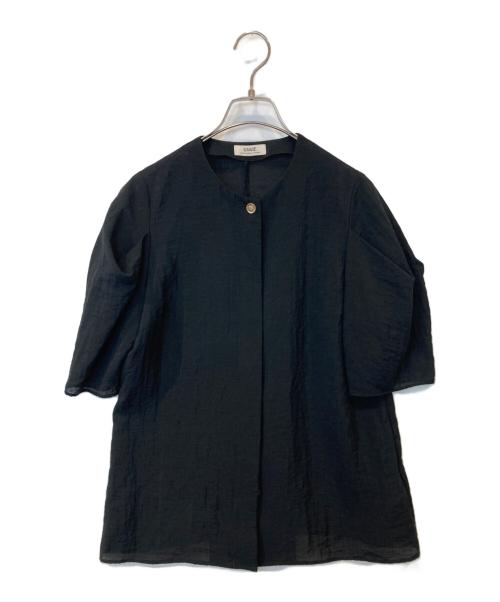 journal standard L'essage（ジャーナルスタンダード レサージュ）journal standard L'essage (ジャーナルスタンダード レサージュ) IPEKERタックハーフスリーブブラウス　24051370203020 ブラック サイズ:FREEの古着・服飾アイテム