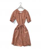 mala KALANCHOEマーラ カランコエ）の古着「ポプリンストライプタックドレス　380411KF2S」｜オレンジ