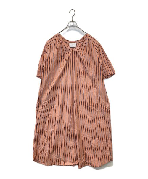 mala KALANCHOE（マーラ カランコエ）mala KALANCHOE (マーラ カランコエ) ポプリンストライプタックドレス　380411KF2S オレンジ サイズ:Mの古着・服飾アイテム