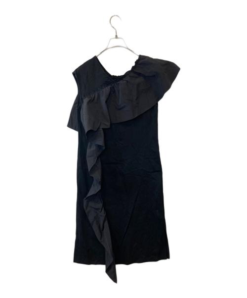 LE CIEL BLEU（ルシェルブルー）LE CIEL BLEU (ルシェルブルー) タフタラッフルドレス　20S65526 ブラック サイズ:SIZE 36の古着・服飾アイテム