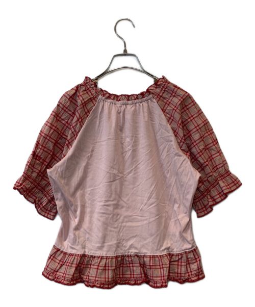 PINK HOUSE（ピンクハウス）PINK HOUSE (ピンクハウス) オリジナルチェック使いカットソー レッド サイズ:3(M)の古着・服飾アイテム
