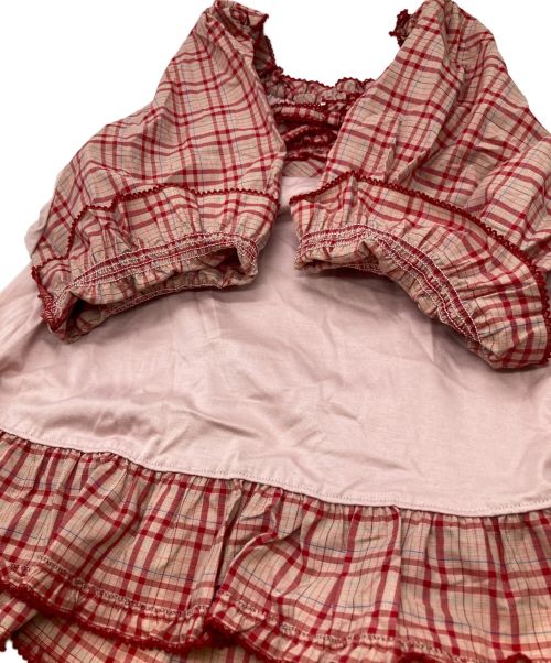 PINK HOUSE（ピンクハウス）PINK HOUSE (ピンクハウス) オリジナルチェック使いカットソー レッド サイズ:3(M)の古着・服飾アイテム