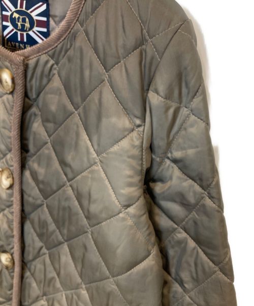 LAVENHAM（ラベンハム）LAVENHAM (ラベンハム) ラウンド ノーカラーキルティングロングコート ブラウン サイズ:36の古着・服飾アイテム