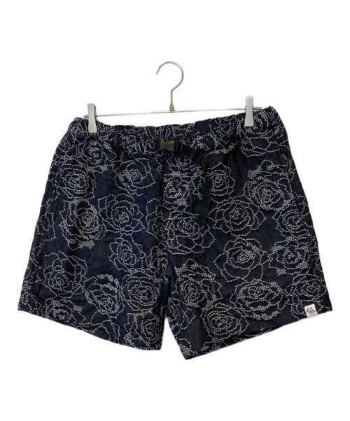 CALEE（キャリー）CALEE (キャリー) フラワー刺繍デニムショーツ インディゴ サイズ:Lの古着・服飾アイテム