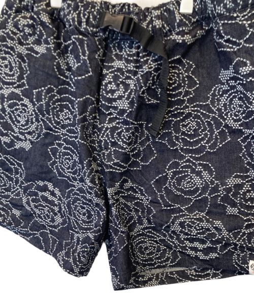 CALEE（キャリー）CALEE (キャリー) フラワー刺繍デニムショーツ インディゴ サイズ:Lの古着・服飾アイテム
