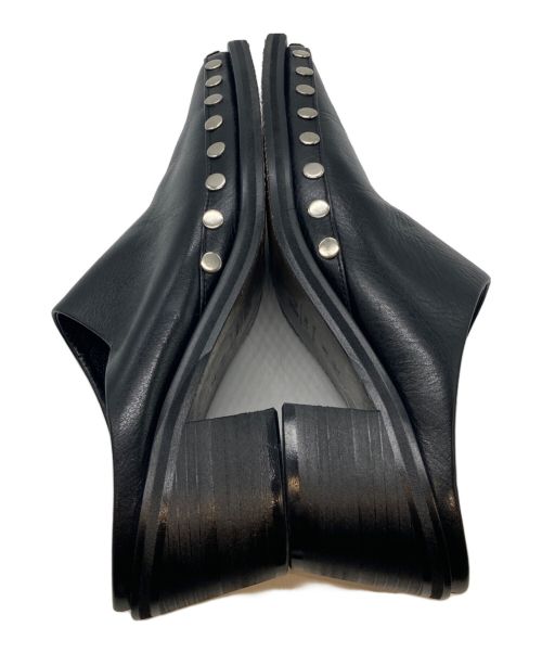 Le Talon GRISE（ル タロン グリーズ）Le Talon GRISE (ル タロン グリーズ) GRISE5cmレザーEDGEスタッズミュール ブラック サイズ:Mの古着・服飾アイテム