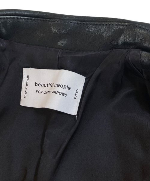 beautiful people（ビューティフルピープル）beautiful people (ビューティフルピープル) 別注 シープレザーダブルライダースジャケット ブラック サイズ:140の古着・服飾アイテム