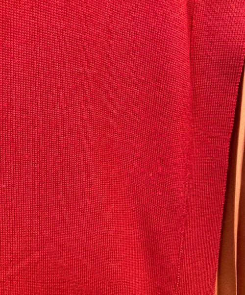 EZUMI（エズミ）EZUMi (エズミ) サイドプリーツ ニットワンピース YEAW19KT03 レッド×ブラウン サイズ:Sの古着・服飾アイテム