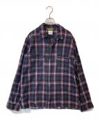 GOODENOUGHグッドイナフ）の古着「ジップアップシャツ」｜グレー×パープル