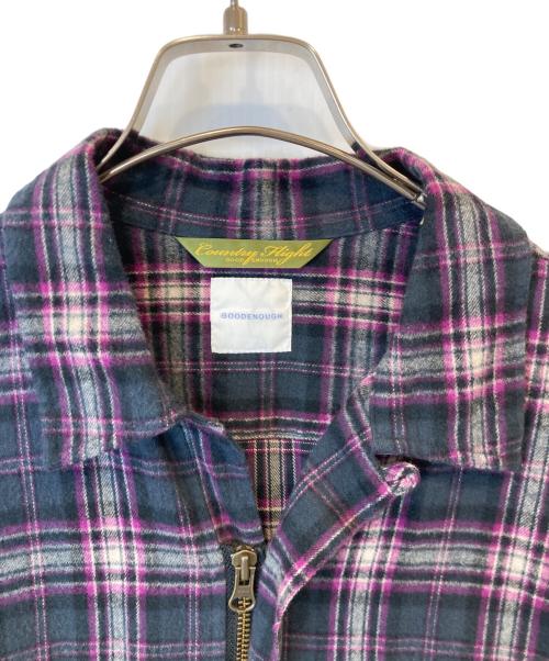 GOODENOUGH（グッドグリーフ）GOOD ENOUGH (グッドイナフ) ジップアップシャツ グレー×パープル サイズ:Mの古着・服飾アイテム