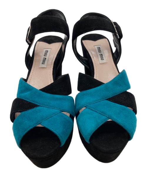 MIU MIU（ミュウミュウ）MIU MIU (ミュウミュウ) スウェードサンダル 5XP572 ブラック サイズ:34 1/2の古着・服飾アイテム