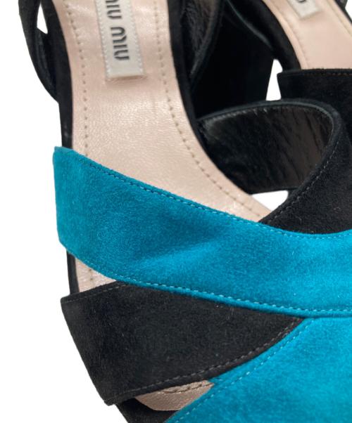 MIU MIU（ミュウミュウ）MIU MIU (ミュウミュウ) スウェードサンダル 5XP572 ブラック サイズ:34 1/2の古着・服飾アイテム