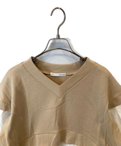 COLLAGE GALLARDAGALANTE（コラージュ ガリャルダガランテ）COLLAGE GALLARDAGALANTE (コラージュ ガリャルダガランテ) ポンチドッキングシャツ CLZ1041306A0004 ブラウン×ホワイト サイズ:FREEの古着・服飾アイテム