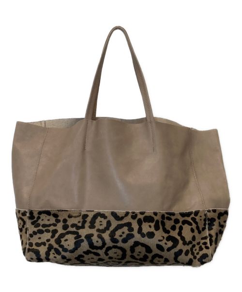 GIANNI CHIARINI（ジャンニ キアリーニ）GIANNI CHIARINI (ジャンニ キアリーニ) レザーレオパードトートバッグ ベージュの古着・服飾アイテム