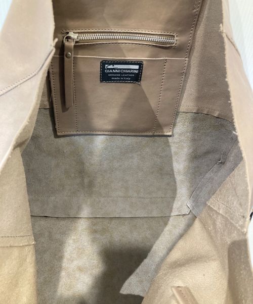 GIANNI CHIARINI（ジャンニ キアリーニ）GIANNI CHIARINI (ジャンニ キアリーニ) レザーレオパードトートバッグ ベージュの古着・服飾アイテム