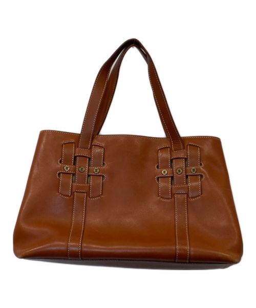 CELINE（セリーヌ）CELINE (セリーヌ) ロゴボタンレザーバッグ　CE00/13 ブラウンの古着・服飾アイテム