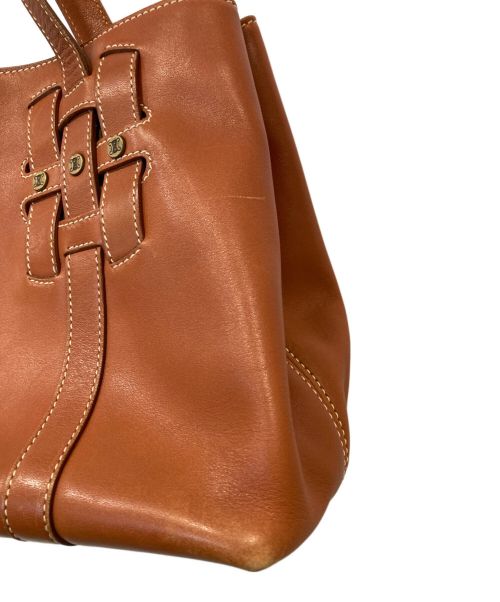 CELINE（セリーヌ）CELINE (セリーヌ) ロゴボタンレザーバッグ　CE00/13 ブラウンの古着・服飾アイテム