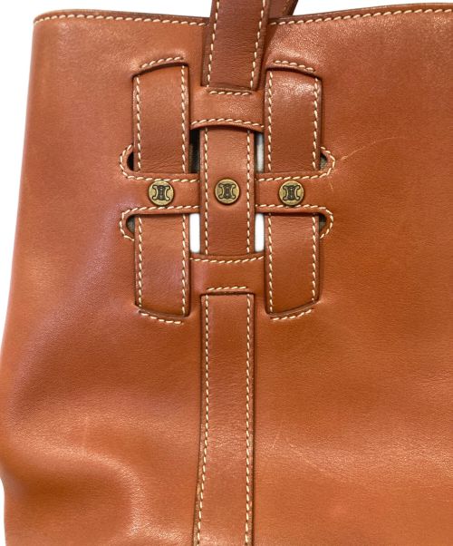 CELINE（セリーヌ）CELINE (セリーヌ) ロゴボタンレザーバッグ　CE00/13 ブラウンの古着・服飾アイテム