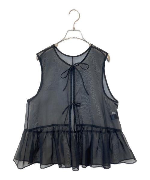 BEAUTY&YOUTH（ビューティーアンドユース）BEAUTY&YOUTH (ビューティーアンドユース) オーガンジー ギャザー ベスト　1621-199-1784 ブラック サイズ:表記無しの古着・服飾アイテム