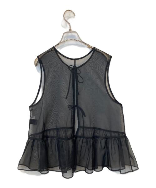 BEAUTY&YOUTH（ビューティーアンドユース）BEAUTY&YOUTH (ビューティーアンドユース) オーガンジー ギャザー ベスト　1621-199-1784 ブラック サイズ:表記無しの古着・服飾アイテム