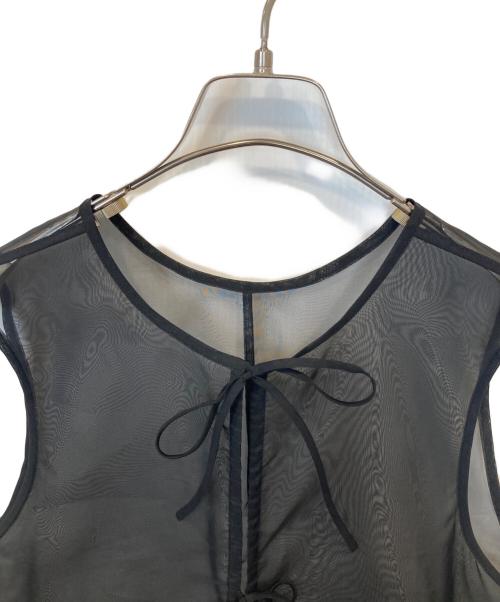 BEAUTY&YOUTH（ビューティーアンドユース）BEAUTY&YOUTH (ビューティーアンドユース) オーガンジー ギャザー ベスト　1621-199-1784 ブラック サイズ:表記無しの古着・服飾アイテム