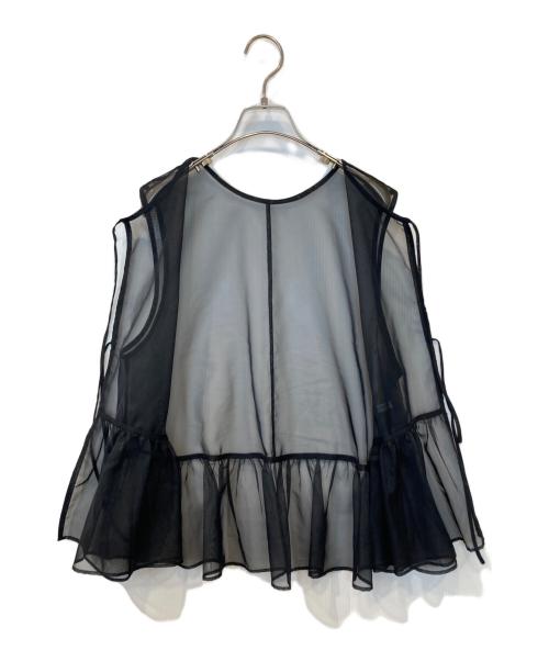 BEAUTY&YOUTH（ビューティーアンドユース）BEAUTY&YOUTH (ビューティーアンドユース) オーガンジー ギャザー ベスト　1621-199-1784 ブラック サイズ:表記無しの古着・服飾アイテム