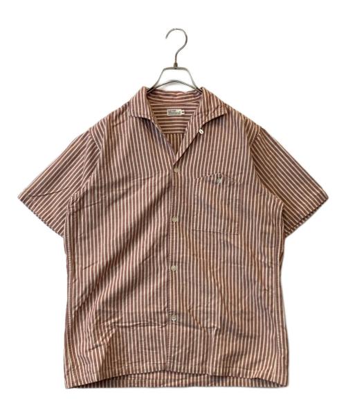 WAREHOUSE（ウエアハウス）WAREHOUSE (ウエアハウス) 半袖ストライプシャツ ブラウン サイズ:40の古着・服飾アイテム