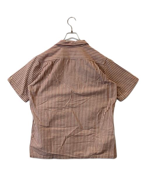 WAREHOUSE（ウエアハウス）WAREHOUSE (ウエアハウス) 半袖ストライプシャツ ブラウン サイズ:40の古着・服飾アイテム