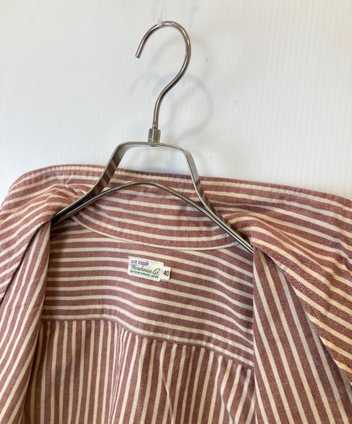 WAREHOUSE（ウエアハウス）WAREHOUSE (ウエアハウス) 半袖ストライプシャツ ブラウン サイズ:40の古着・服飾アイテム