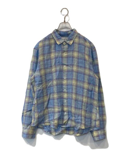 Frank&Eileen（フランクアンドアイリーン）Frank&Eileen (フランクアンドアイリーン) リネンチェックシャツ イエロー×パープル サイズ:Lの古着・服飾アイテム