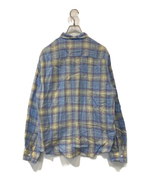 Frank&Eileen（フランクアンドアイリーン）Frank&Eileen (フランクアンドアイリーン) リネンチェックシャツ イエロー×パープル サイズ:Lの古着・服飾アイテム
