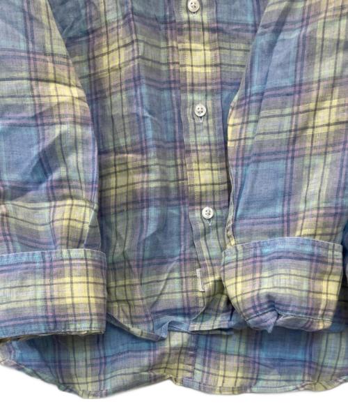 Frank&Eileen（フランクアンドアイリーン）Frank&Eileen (フランクアンドアイリーン) リネンチェックシャツ イエロー×パープル サイズ:Lの古着・服飾アイテム