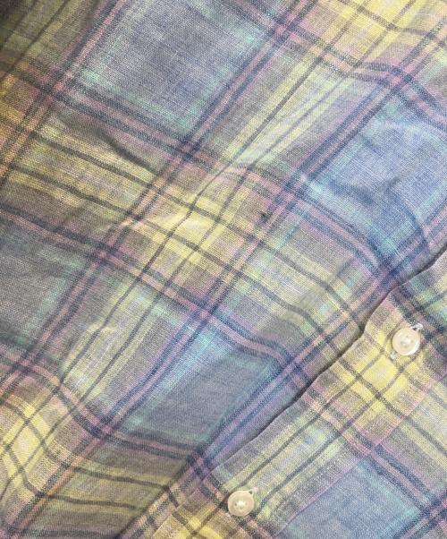 Frank&Eileen（フランクアンドアイリーン）Frank&Eileen (フランクアンドアイリーン) リネンチェックシャツ イエロー×パープル サイズ:Lの古着・服飾アイテム