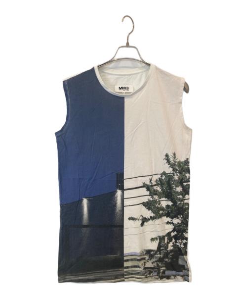 MM6 Maison Margiela（エムエムシックスメゾンマルジェラ）MM6 Maison Margiela (エムエムシックス メゾンマルジェラ) ノースリーブワンピース S63NL0005 S22454 ホワイト×ネイビー サイズ:Sの古着・服飾アイテム