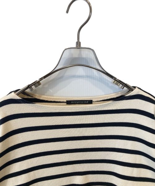 mizuiro-ind（ミズイロインド）mizuiro-ind (ミズイロインド) ボーダーワイドニット ベージュ サイズ:FREEの古着・服飾アイテム