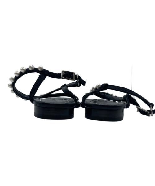 TSURU by MARIKO OIKAWA（ツルバイマリコオイカワ）TSURU by MARIKO OIKAWA (ツルバイマリコオイカワ) パール ストラップサンダル ブラック サイズ:36の古着・服飾アイテム