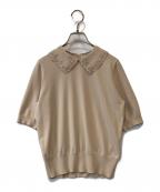 UNITED ARROWS TOKYOユナイテッドアローズトウキョウ）の古着「レディ オーガンジー 5分袖 ニット 1518-183-1859」｜ベージュ