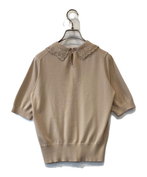 UNITED ARROWS TOKYO（ユナイテッドアローズトウキョウ）UNITED ARROWS TOKYO (ユナイテッドアローズトウキョウ) レディ オーガンジー 5分袖 ニット 1518-183-1859 ベージュ サイズ:表記がないため不明の古着・服飾アイテム