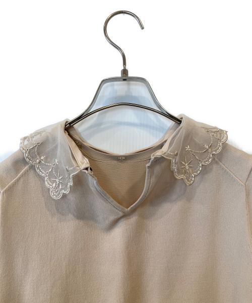 UNITED ARROWS TOKYO（ユナイテッドアローズトウキョウ）UNITED ARROWS TOKYO (ユナイテッドアローズトウキョウ) レディ オーガンジー 5分袖 ニット 1518-183-1859 ベージュ サイズ:表記がないため不明の古着・服飾アイテム