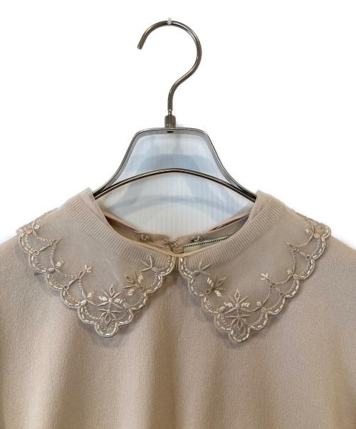 UNITED ARROWS TOKYO（ユナイテッドアローズトウキョウ）UNITED ARROWS TOKYO (ユナイテッドアローズトウキョウ) レディ オーガンジー 5分袖 ニット 1518-183-1859 ベージュ サイズ:表記がないため不明の古着・服飾アイテム