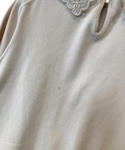 UNITED ARROWS TOKYO（ユナイテッドアローズトウキョウ）UNITED ARROWS TOKYO (ユナイテッドアローズトウキョウ) レディ オーガンジー 5分袖 ニット 1518-183-1859 ベージュ サイズ:表記がないため不明の古着・服飾アイテム