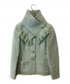 CHANELシャネル）の古着「01A マフラー付ツイードジャケット P18004W02808」｜グリーン