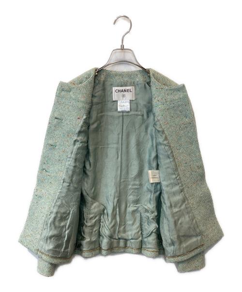 CHANEL（シャネル）CHANEL (シャネル) 01A マフラー付ツイードジャケット P18004W02808 グリーン サイズ:34の古着・服飾アイテム