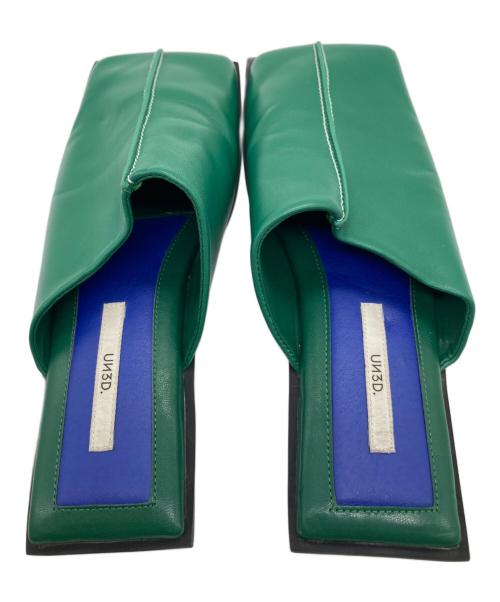 UN3D.（アンスリード）UN3D. (アンスリード) クエアフラットシューズ　522221802101 グリーン サイズ:38の古着・服飾アイテム