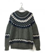 BATONERバトナ―）の古着「MOHAIR NORDIC CREW NECK BN-20FM-052 ニット」｜グリーン