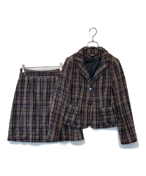 DKNY（ダナキャランニューヨーク）DKNY (ダナキャランニューヨーク) ツィードスーツ グレー サイズ:6の古着・服飾アイテム