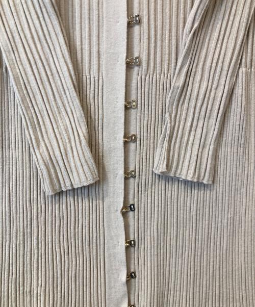 HER LIP TO（ハーリップトゥ）Her lip to (ハーリップトゥ) Ribbed-knit Long Cardigan HLT2009076 カーディガン ベージュ サイズ:Mの古着・服飾アイテム